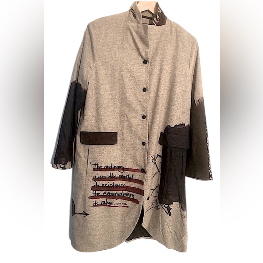 Annette Gortz Jacket/Coat. Unique Designer. Oscar Wilde empowering quote. NWOT